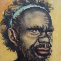 Vintage signed oil painting portrait of an aboriginal signed M Edwards 50 x 39 cm - Sold for $56 - 2016
