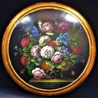 Gilt-Framed-Round-CLASSICAL-STILL-LIFE-Oil-Painting-unsigned-details-verso-but-illegible-415cm-Diam-Sold-for-62-2019