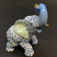 Herend-Hungarian-porcelain-blue-and-white-elephant-figurine-trunk-up-marked-to-foot-9cms-H-Sold-for-37-2019