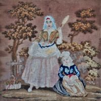 c1880-large-framed-petit-point-embroidered-picture-Woman-with-child-48-x-44-cms-Sold-for-81-2019