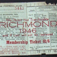 1946 RICHMOND Football Club MEMBERSHIP Ticket - Sold for $580 - 2008