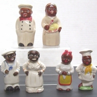 3 x pairs of vintage ceramic MAMMY salt & pepper SHAKERS - Sold for $61 - 2008