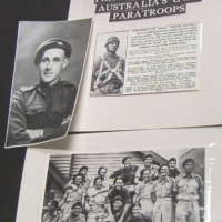 Group lot Australian PARATROOPERS ephemera incl Photo of AJ Quick, dated 1943 etc - Sold for $55 - 2008