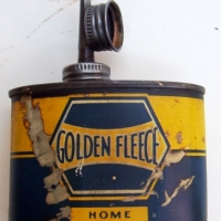 Sml vintage 4ozs GOLDEN FLEECE Home Lubricant TIN by HC Sleigh - hexagonal emblem -approx 7cm high (text in good cond) - Sold for $171 - 2014