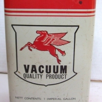 VACUUM Mobiloil A-30 oil TIN - 1 imp Gall - Sold for $110 - 2014