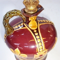 Royal Doulton KINGSWARE Whisky Flagon - THE CROWN - c1937 - with original crown shaped stopper - Sold for $439 - 2014