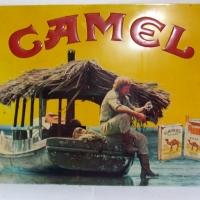 Vintage CAMEL TIN advertising sign - approx 42cm x 55cm - Sold for $134 - 2014