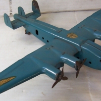 Blue BOOMEROO tin British Airways York passenger PLANE with three tail fins - 37cms wing span - Sold for $305 - 2014