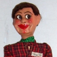 GERRY GEE Jnr Ventriloquist DOLL - wear red tartan shirt, yellow pants - good cond - Sold for $342 - 2014