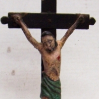 Antique hand painted wooden CRUCIFIX - 42cms high - Sold for $67 - 2014