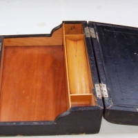 Edwardian leatherette  WRITING BOX with Brass Fittings and Fitted Interior - Sold for $79 - 2014