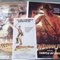 3 x Movie posters - 2 x One sheet - Indiana Jones and the Last Crusade and Indiana Jones and the Temple of Doom with matching Day Bill - Sold for $92 - 2008