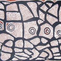 Large Aboriginal Dot Painting on Canvas - Untitled - No details verso - 70x615cm - Sold for $55 - 2008