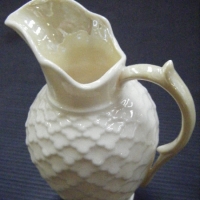 BELLEEK Jug - elegant shape with honeycomb type pattern - 10cms H - green mark to base - Sold for $55 - 2008