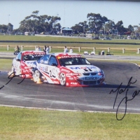 Framed V8 SUPERCAR PHOTO, signed by Mark Scaife and Craig Lowndes, 40 x 50cm - Sold for $73 - 2008