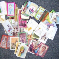 Approx 110 vintage SWAP CARDS incl Horses, Carioca , Sarah Kay, pairs, kittens, OZ, etc - Sold for $67 - 2008