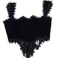 Victorian black velvet boned & beaded BODICE with hand stitched finish - Sold for $79 - 2008