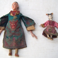 2 x Small Vintage CHINESE DOLLS with lovely embroidered traditional costumes - Sold for $73 - 2008