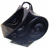 Pressed Tin ART NOUVEAU COAL SCUTTLE with lovely Cast Iron Handle, Painted Black - Sold for $55 - 2008