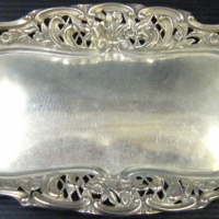 Victorian Sterling Silver oblong DISH with ornate embossed & pierced work border - Birmingham 1894 - 18 cms long - Sold for $61 - 2008