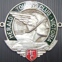 METAL CAR BADGE - Herald Touring Club Victoria Made by Stokes of Melbourne - Sold for $79 - 2009