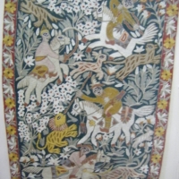 Framed Middle Eastern traditional embroidered wall HANGING - featuring hunters on horseback - Sold for $61 - 2009