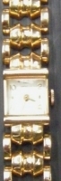 Ladies vintage square shaped 14 ct Estrella De Luxe WRISTWATCH with wide fancy 14ct gold bracelet - working - Sold for $220 - 2009