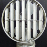WEBLEY Table FAN with louvered front to direct air flow - mottled grey metal finish - Sold for $104 - 2009