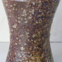 LES BLAKEBROUGH - Sturt Pottery Australian POTTERY VASE, Waisted with Textured Brown Mottled Glaze, impressed mark at base, H17cm - Sold for $390 - 2009