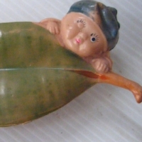 Vintage CELLULOID piece - GUM NUT baby on a gumleaf - Sold for $55 - 2009