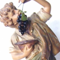 c1900 French Classical CERAMIC FIGURE - Boy Eating Grapes - marked to back with 237 France and impressed stamp, H52cm - Sold for $134 - 2009