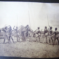 Samuel White SWEET (1825-1886) Albumen Photograph - ABORIGINALS with WEAPONS - details verso, no 273 - 16 x 215 cms - Sold for $293 - 2009