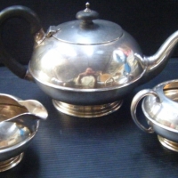 Sterling silver three piece TEA SERVICE - hallmarked London 1924 - Sold for $220 - 2009