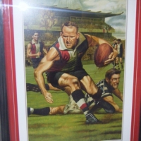 Large framed Ltd Edit DARREL BALDOCK Tribute - Australian Football Legend - from the original painting by Jamie Cooper - SIGNED by Baldock & artist -  - Sold for $464 - 2009