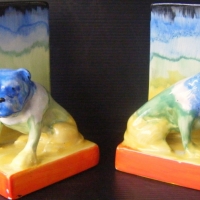 Pair of fab Art Deco Empire Ware Rainbow BOOKENDS featuring Bulldogs - Sold for $116 - 2009