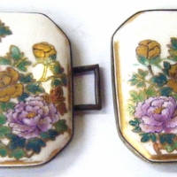 Pair of Victorian SATSUMA Buckles - floral decoration - Sold for $110 - 2009