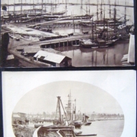 2 x vintage New Zealand Albumen photographs - LYTTELTON The Shipping (tall ships) & Hokitika wharf, ships, carriages etc - 17 x 23cms c 1880 - Sold for $92 - 2009