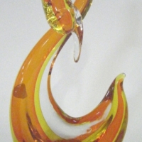 SEGUSO Italian ART GLASS swan figure in Orangeyellowclear - Sold for $122 - 2009