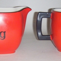 2 x Carltonware red HAIG Scotch Whisky water JUGS - squat shape - Sold for $61 - 2009