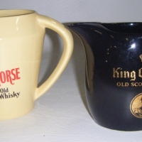 2 x Vintage WADE WHISKY Advertising WATER JUGS - White Horse Scotch Whisky 135cm and King George IV Old Scotch Whisky 115cm - Sold for $73 - 2009