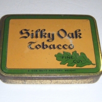 SILKY OAK Tobacco TIN - 2 ozs Nett - made in Melbourne - Sold for $73 - 2009