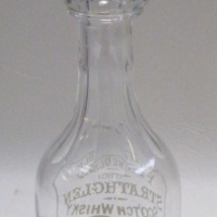 Victorian glass WHISKY Decanter with white enamel text - Fine Old STRATHGLEN Scotch Whisky - Sold for $134 - 2009