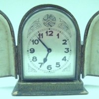 Vintage German alarm CLOCK with arched top & fitted CASE - Sold for $110 - 2009