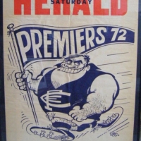 Framed Saturday Herald WEG Carlton 72 PREMIERSHIP poster - Sold for $207 - 2009