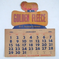 1961 GOLDEN FLEECE calendar with EMBLEM to top - made by HC SLEIGH Limited - Sold for $171 - 2009