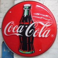 Large Round Light-Up COCA COLA SIGN, d86cm - Sold for $140 - 2009