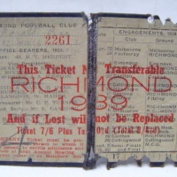 RICHMOND FOOTBALL CLUB Fold-out 1939 MEMBERSHIP CARD - Sold for $55 - 2009