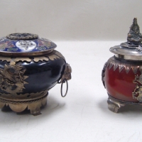 2 x vintage Chinese Incense Burners - agate & cloisonne, both with splate decoration - Sold for $73 - 2009