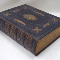 Large leather bound 19thc The Self-Interpreting FAMILY BIBLE illustrated by the late Rev John Brown, publ James Semple, Glasgow, Family register has r - Sold for $274 - 2009
