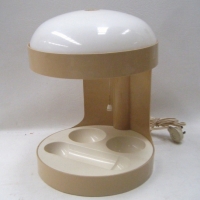 Fab Retro Round Beige and Cream Plastic TABLE LAMP with Pull String OnOff Switch - Sold for $134 - 2009